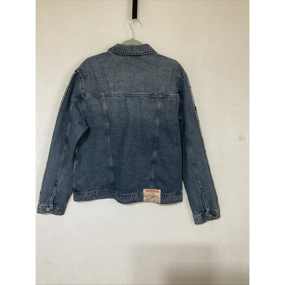 True Religion Denim Trucker Jacket Men's L Medium Wash Tape Logo NEW MSRP$179 - Picture 9 of 15